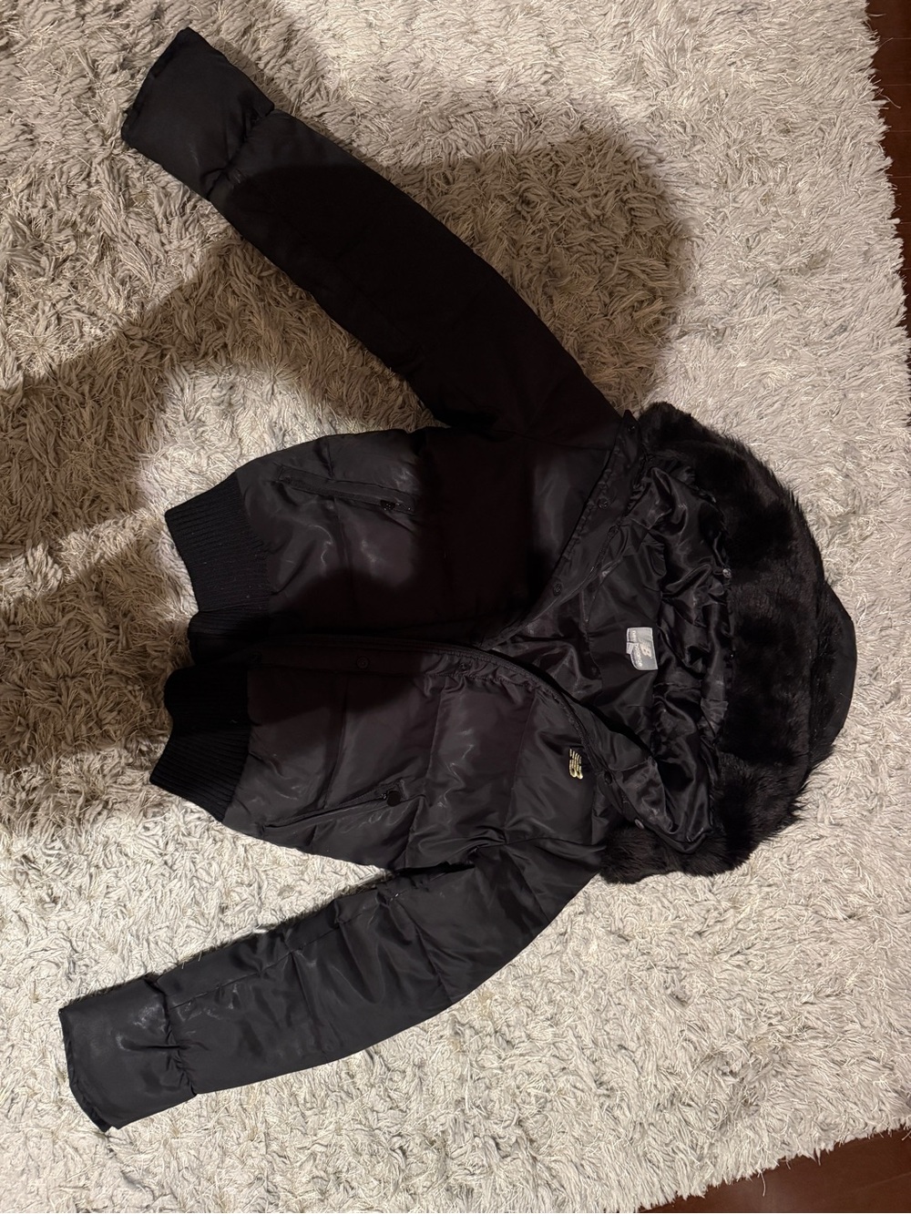 New balance black Down Jacket with Faux Fur Hood